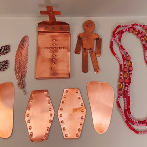 Yewa Iyewa Yeggua Juego de Herramientas de cobre de 9 piezas herramientas mocha cobre Oya Oshanla Ocha Lucumi Oshumare Eleke Collar Oshumare iroko Olokun