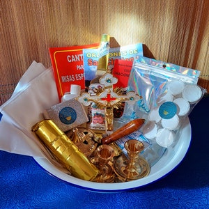 Ensemble d'autel de messe spirituelle Misa Espiritual de Boveda, lot complet de qualité, guide spirituel Espiritismo, nettoyage de la Santeria de Kardec, prière de l'anil