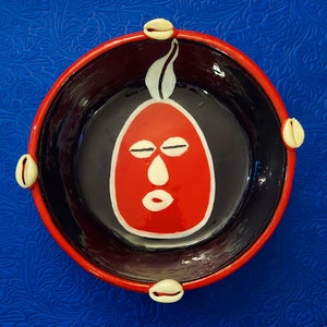 Elegua Dish plate glazed with shells for Warrior orisha Eshu leg Esu Odara Aye Laroye corona Ogun Oshosi cement sopera Ogun Esu statue