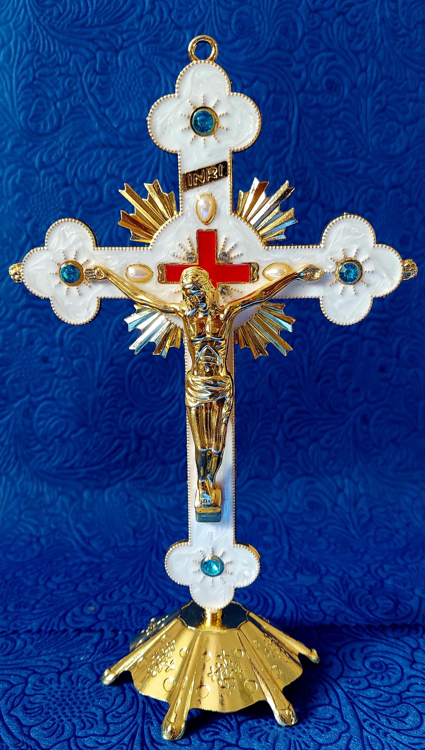 Crucifix for Bóveda Gold Standing Cross Spiritism, Misa Spirit