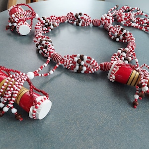 Shango Mazito with Beaded Bata Aña drums set Shango maze for bated tambores bata Red white Santeria eleke Shango Sango Lucumi bembe orisha