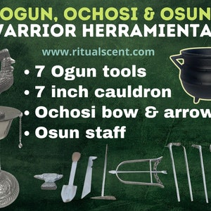 Ogun Tools Ochosi Herramientas Osun Guerreros Caldero 7 inches Santeria Ifa Osha Eshu Oggun tools set Ozun Elegua Oshosi Olokun Awofaka Esu
