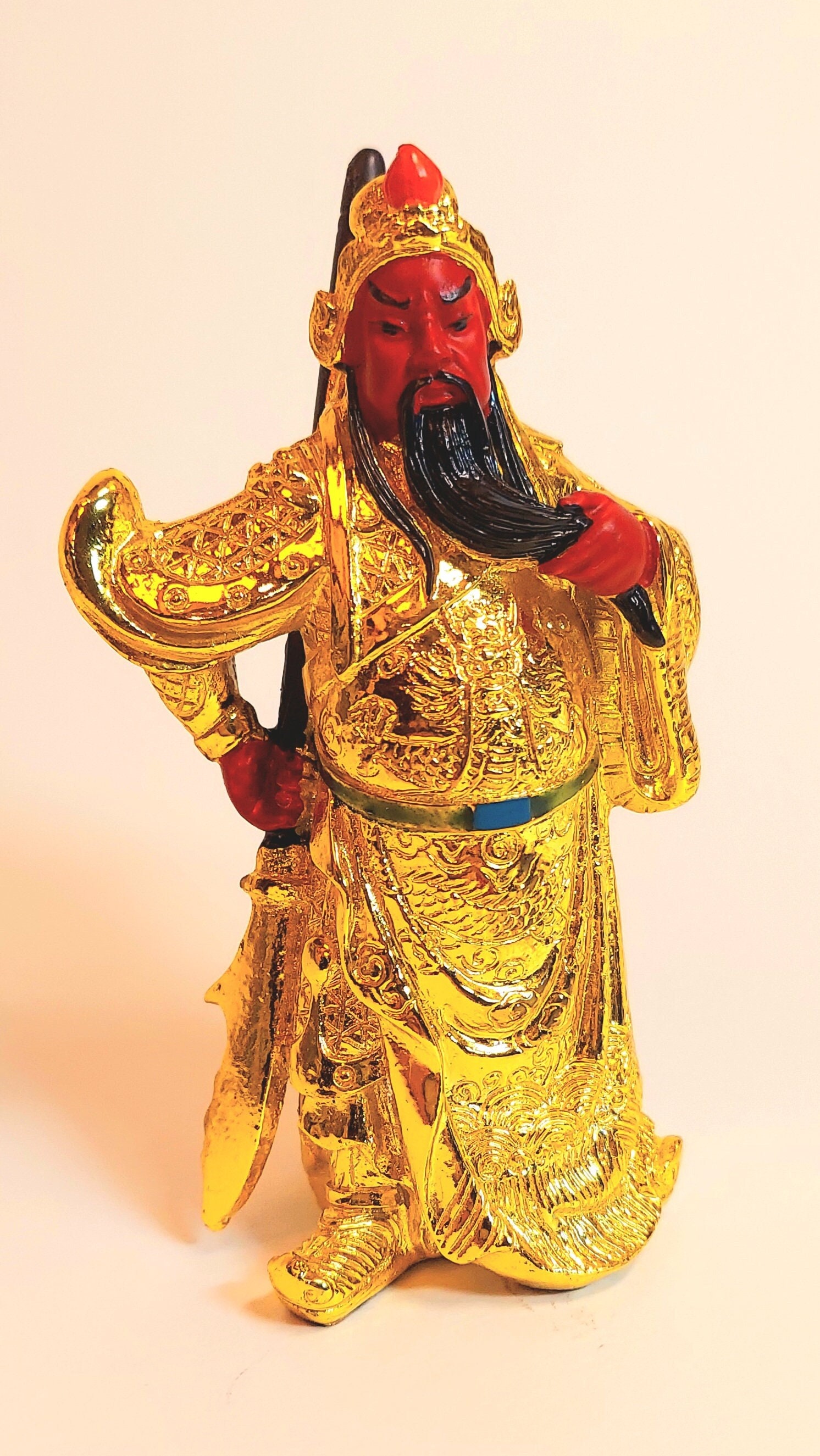 Guan Di Kuan Kong Chinese Statue Ti Yu Saint Statue Red Buddha New Year