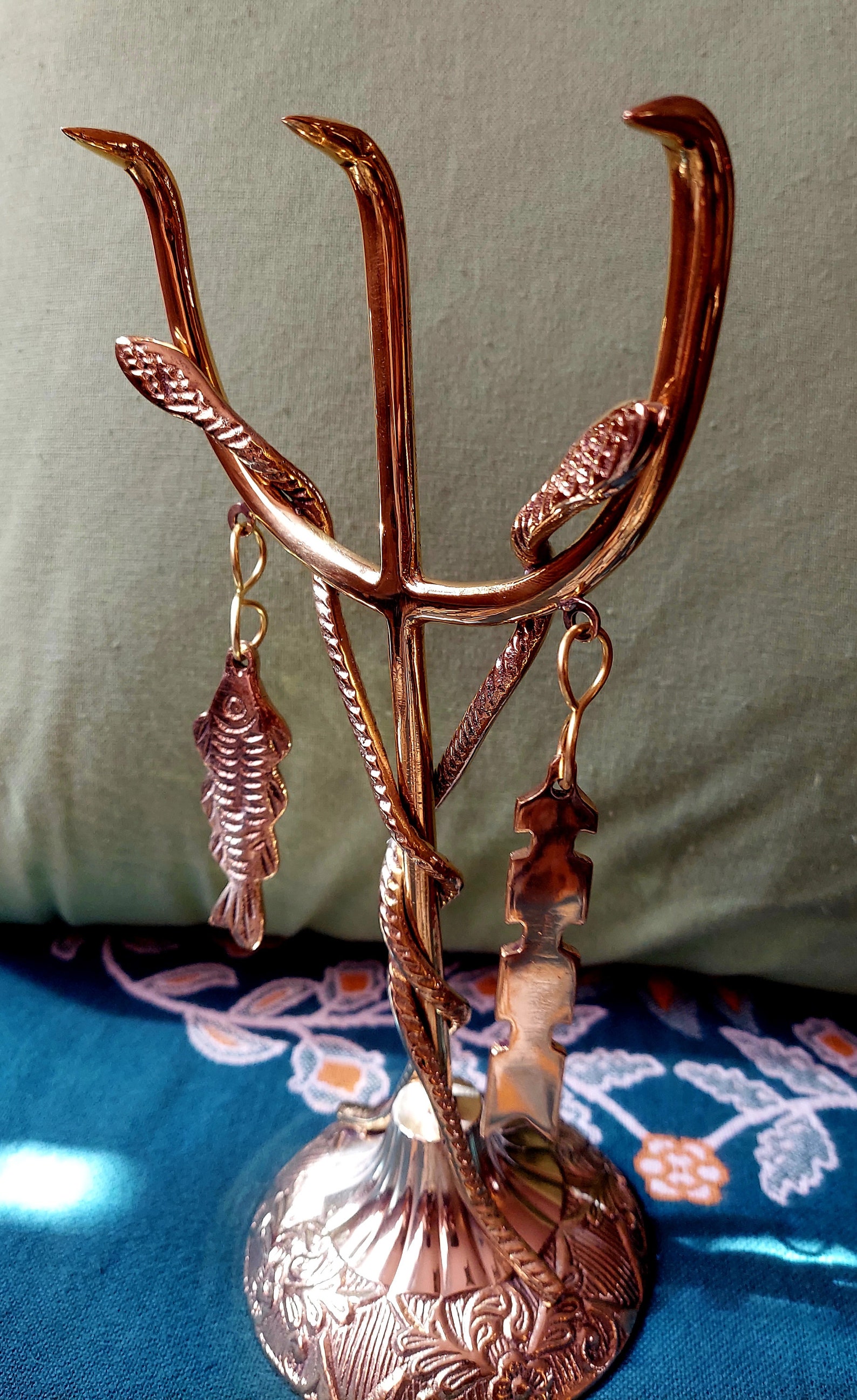 Orisha Ritual Staff Inle Erinle Staff Solid Brass Fish Abatan Abata Orisha Yoruba Logun Ede ...