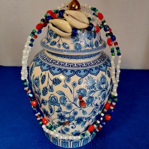 Ayje Saluga Sopera Tinaja Vessel Olocun ifa orisha olokum orisa lucumi santeria Yemaya Kowo Yembo agidai iroko eleke yoruba collar caracoles