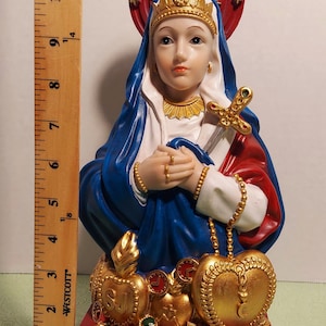 Erzulie Freda Statue 12&quot; Erzuly Ezili Freda Dahomey Metres Ezili Lithograph Lwa loa Haitian Vodou altar Chromolithographs drapo flag Vodou