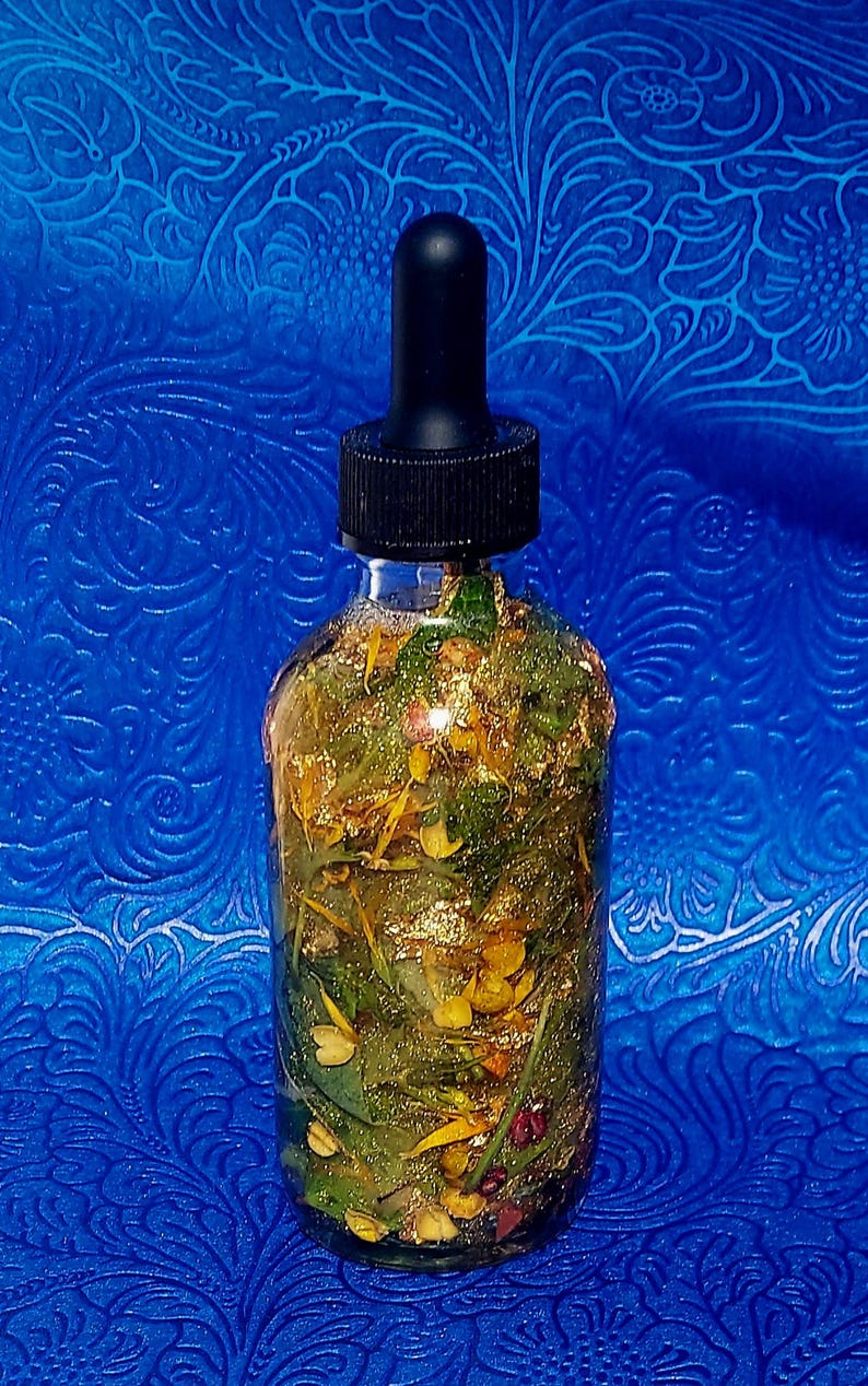 Money Ritual Oil, spell Prosperity Conjure Oil with Herbs, Gems, Gold Leaf 4oz Dropper Bottle Wealth Attraction Hoodoo Oil handmade money drawing ritual oil, afro atlantic prosperity conjure blend, wealth attraction feng shui rootwork oil, handcrafted spell oil with herbs and stones, 24k gold leaf magical abundance oil, magick intention oil for money success, financial prosperity ritual anointing oil money drawing oil, conjure hoodoo, prosperity spell oil, wealth ritual oil, rootwork abundance