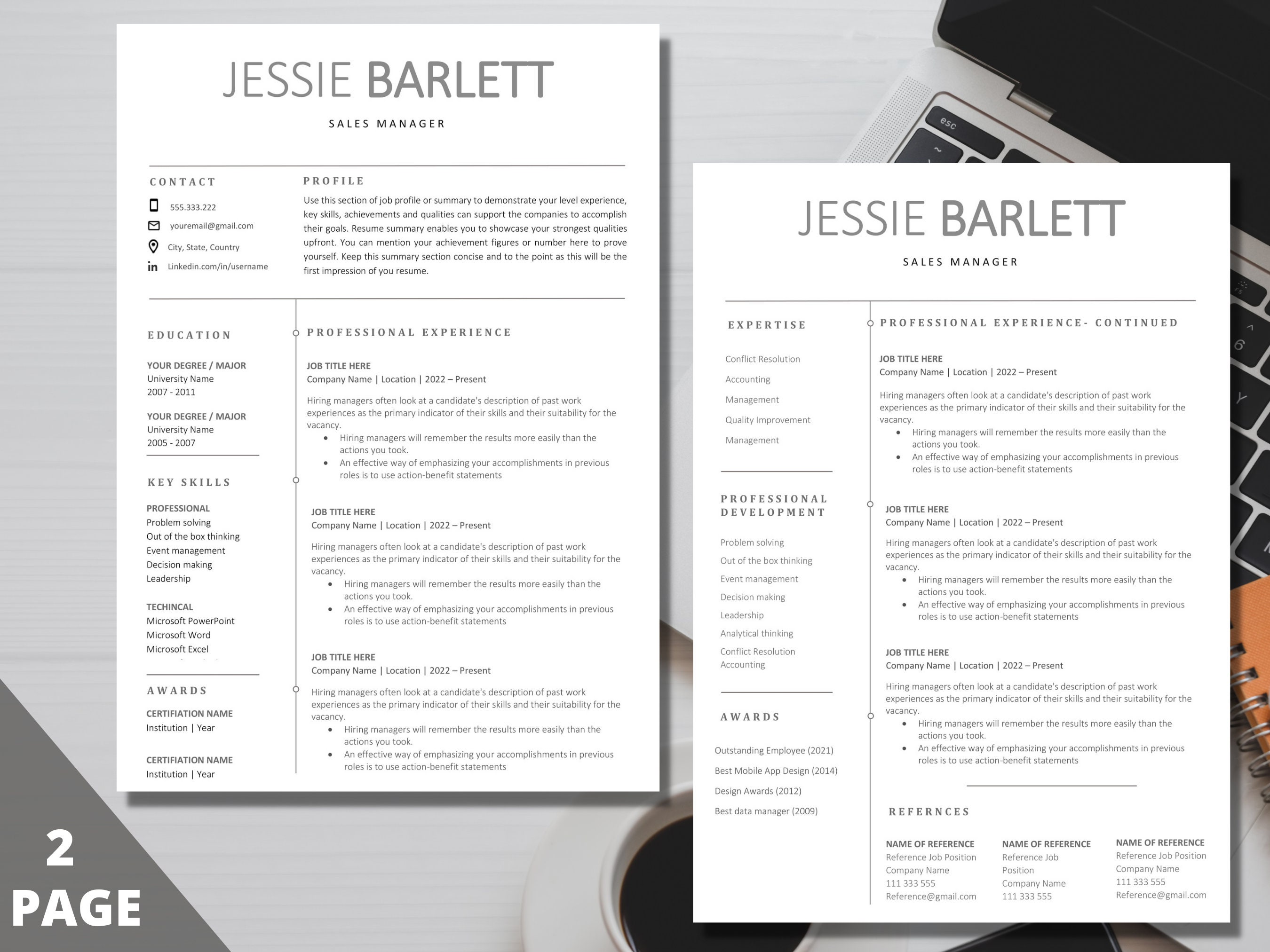 Resume Template, Professional Modern Resume Template for Word, Creative ...