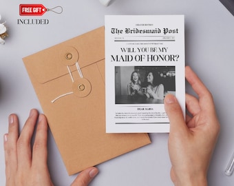 Brautjungfer Vorschlag Karte, Zeitung Brautjungfer Vorschlag, Willst du meine Brautjungfer Karte, Trauzeugin Vorschlag Karte, Brautjungfer Info Karte,