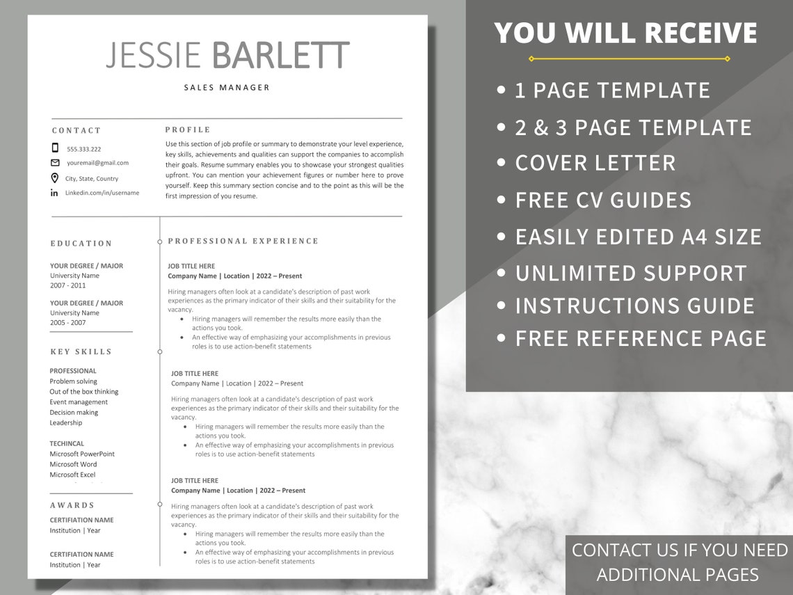 Resume Template, Professional Modern Resume Template for Word, Creative ...