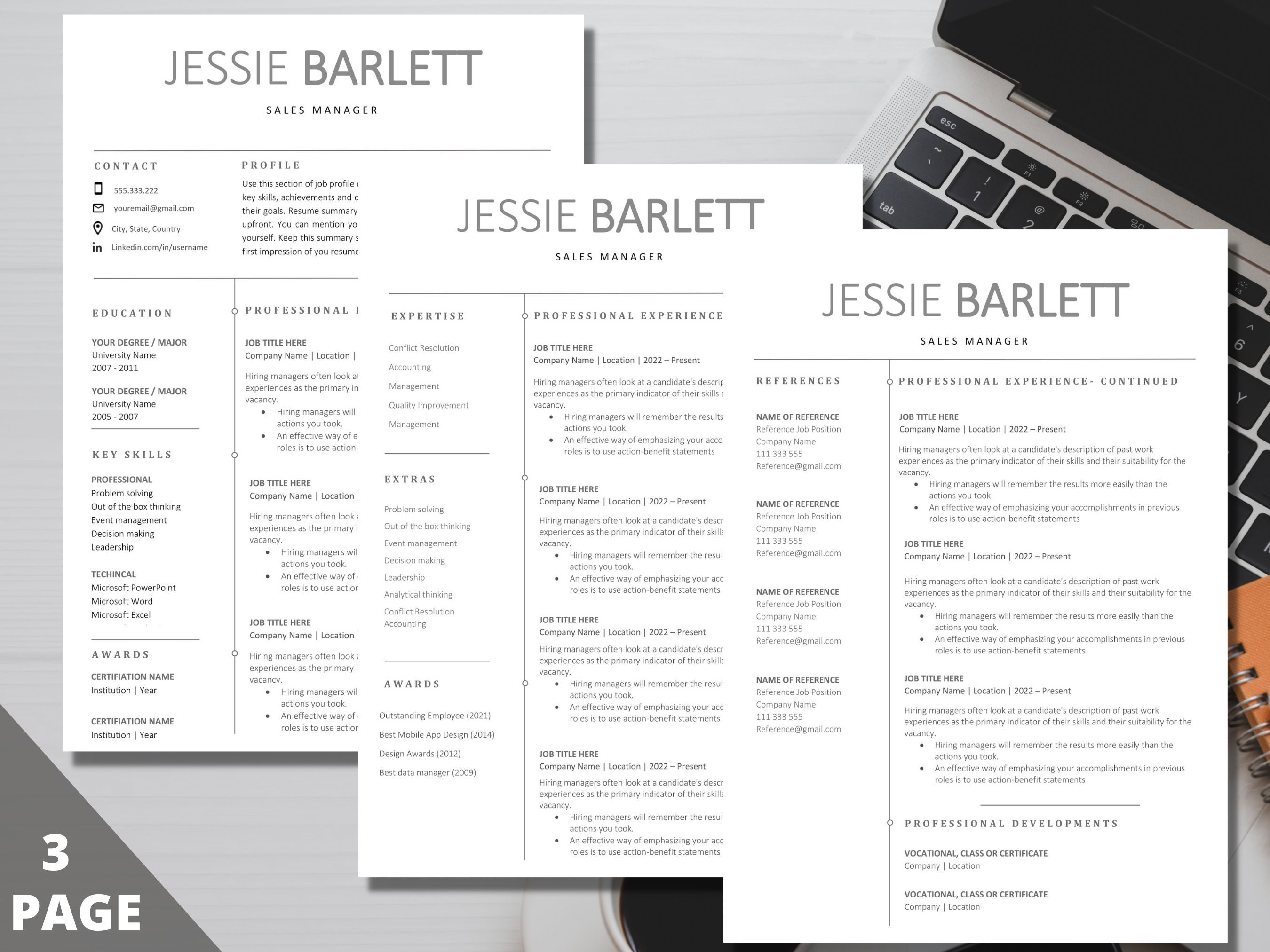 Resume Template, Professional Modern Resume Template for Word, Creative ...