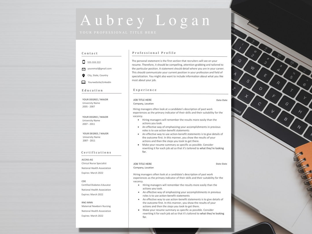 Minimalist Resume Template, Professional Modern Resume Template Word ...