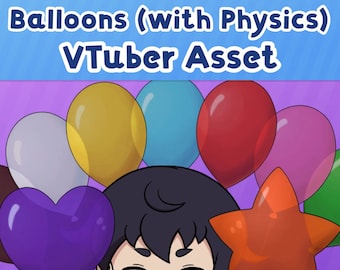 Ballonnen VTuber-item: Live2D-item | Harten, sterren en ovalen met natuurkunde (digitale download)