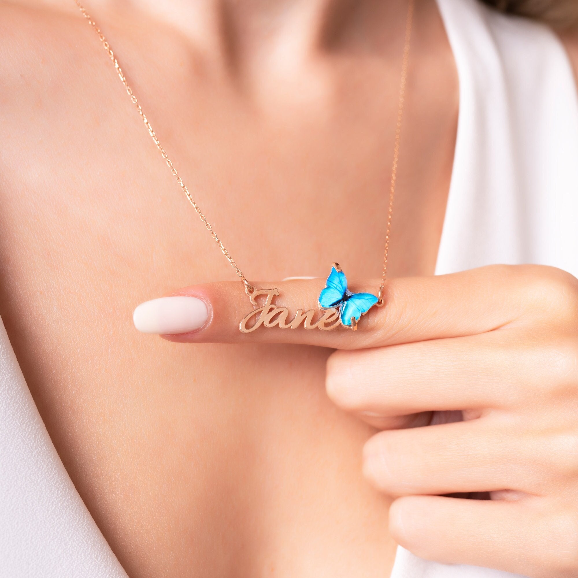 Butterfly necklace deals with name