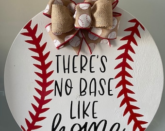 There’s No Base Like Home Door Hanger, Baseball Door Signs, Door Wreath, Door Round, Door Decor, Welcome Signs, Sports Decor, Baseball Decor