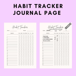 Habit Tracker- A4 Journal Page- Daily Tracker- Mood Tracker- Monthly Tracker