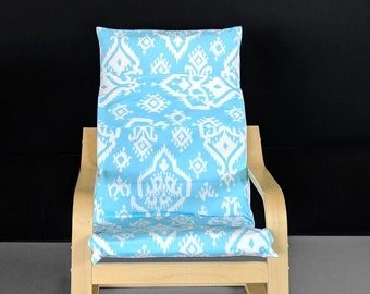Sale Light Blue Indian Print Ikea Kids Poäng Cushion Slipcover