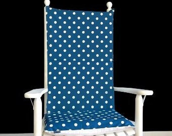 SALE Navy Blue Polka Dot Reversible Rocking Chair Pad