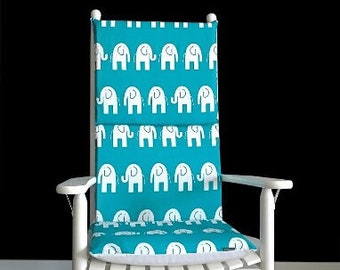 Turquoise Elephants Rocking Chair Covers, Kids Nursery Cover And Inserts