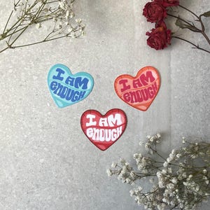 I Am Enough - Heart Edition | Laptop Sticker | Water Bottle Sticker | Motivational | Planner Sticker | Journal Sticker | Affirmations