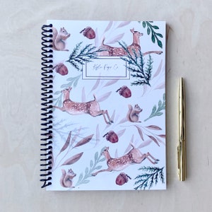 Leaping Deer Notebook | Botanical Pattern Notebook | Spiral Bound Notebook | Watercolor Notebook | Office & School