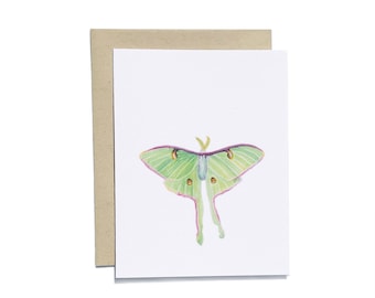 Luna Moth Card | All Occasion Card | Watercolor Card | Handmade Card