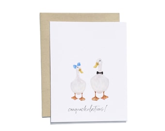 Duck "Conquackulations" Wedding Card | Cute Duck Card | Cute Wedding Card | Funny Wedding Card | Watercolor | Handmade Card