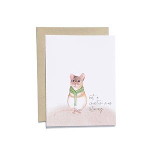 Mouse Christmas Card | Not a Creature was Stirring | Christmas Card Set | Cute mouse card | Handmade | Forest Animal Card | Watercolor Card