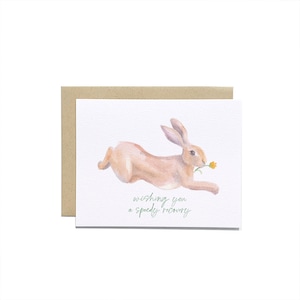 Cute Bunny Speedy Recovery Card | Encouragement Card | Pick me Up | Get Well Card | Hand-Made Card | Watercolor Card