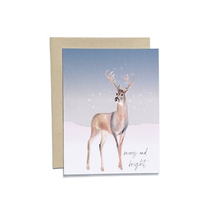 Stag Christmas Card | Deer Christmas Card Set | Holiday Card Set | Handmade Christmas Card | Forest Animal Card | Watercolor Card
