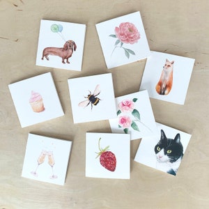 MINI Note Cards | Mix & Match Blank Notecard Set | Card Collection | Mini Watercolor Note Cards | 3&quot;x3&quot; set of 6