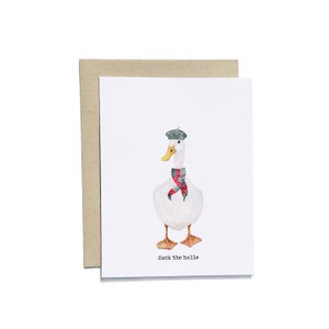 Duck Christmas Card | Watercolor Animal Christmas Card | Funny Bird Christmas Card | Funny Holiday Pun Card