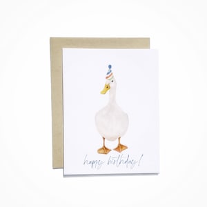 Party Duck Birthday Card | Watercolor Greeting Card