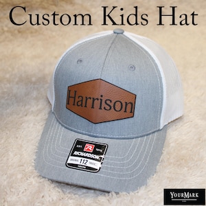 Casquette personnalisée pour enfant, Casquette trucker personnalisée en résille pour enfant, Casquette en cuir pour enfant personnalisée