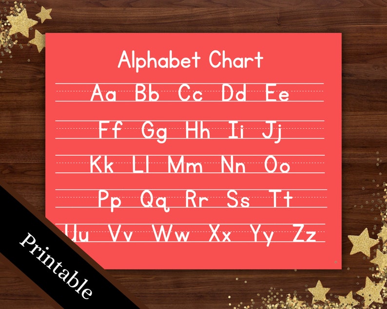 Red Alphabet Chart / Printable ABC Chart / Alphabet Chart / Handwriting