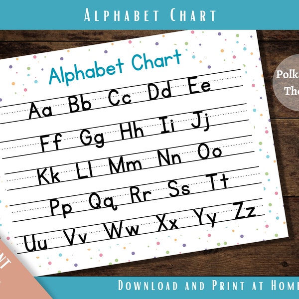 Printable ABC Chart, Alphabet Chart, Handwriting Chart, Homeschool Resource, Educational Instant Download, Learn to Write, PDF