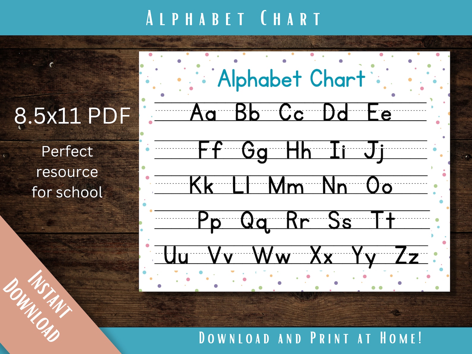 Printable ABC Chart Alphabet Chart Handwriting Chart Homeschool