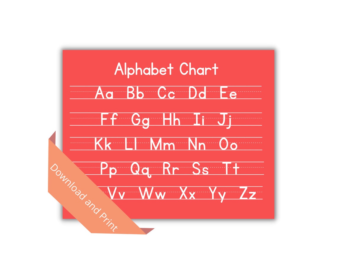 Red Alphabet Chart / Printable ABC Chart / Alphabet Chart / Handwriting