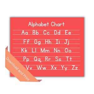Red Alphabet Chart / Printable ABC Chart / Alphabet Chart / Handwriting ...