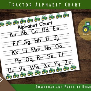 Printable ABC Chart, Tractor, Alphabet Chart, Handwriting Chart, Homeschool Resource, Educational Instant Download, Learn to Write, PDF