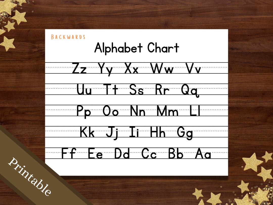Backwards ABC Chart / Printable Alphabet Chart / Alphabet Chart