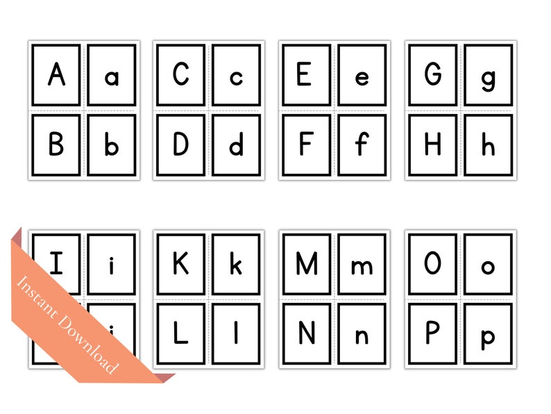 Printable ABC Flashcards Uppercase Flashcards Lowercase Etsy