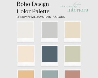 Bohemian Home Color Palette , Interior Paint Palette, Pre-Selected Paint Color Palette, Home Paint Color Palette