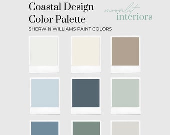Coastal Home Color Palette, Interior Paint Palette, Pre-Selected Paint Color Palette, Home Paint Color Palette