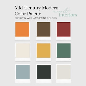 Mid-Century Modern Home Color Palette, Interior Paint Palette, Pre-Selected Paint Color Palette, Home Paint Color Palette