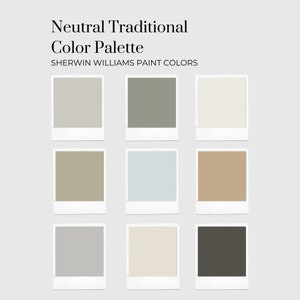Neutral Paint Color Palette: Traditional Interior Design (Digital Download)
