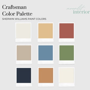 Craftsman Home Color Palette , Interior Paint Palette, Pre-Selected Paint Color Palette, Home Paint Color Palette