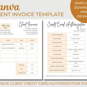 Boho Custom Client Invoice Canva Template, Minimalist Client Invoice Template, Editable Client Payment Form, Client Invoicing Template