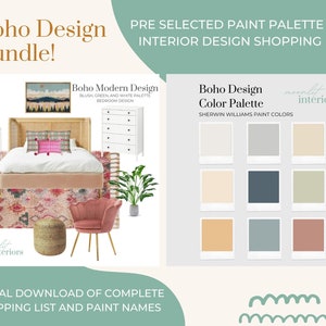 BUNDLE Bohemian Paint Palette and Interior Design Package Bundle, Online Interior Design Package, Interior Paint Palette