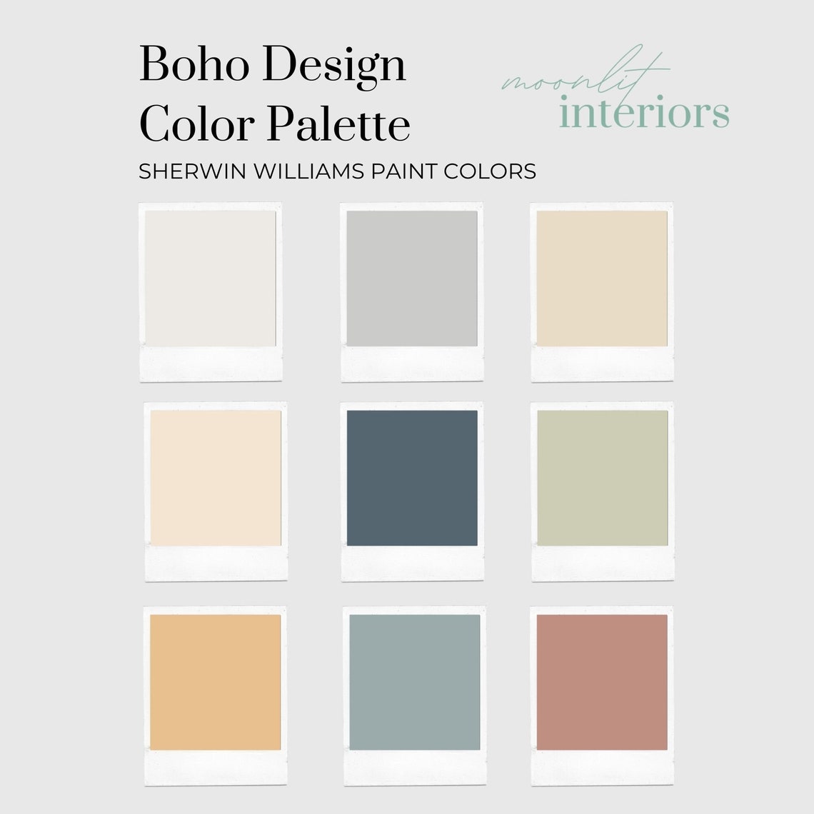 Bohemian Home Color Palette , Interior Paint Palette, Pre-selected ...